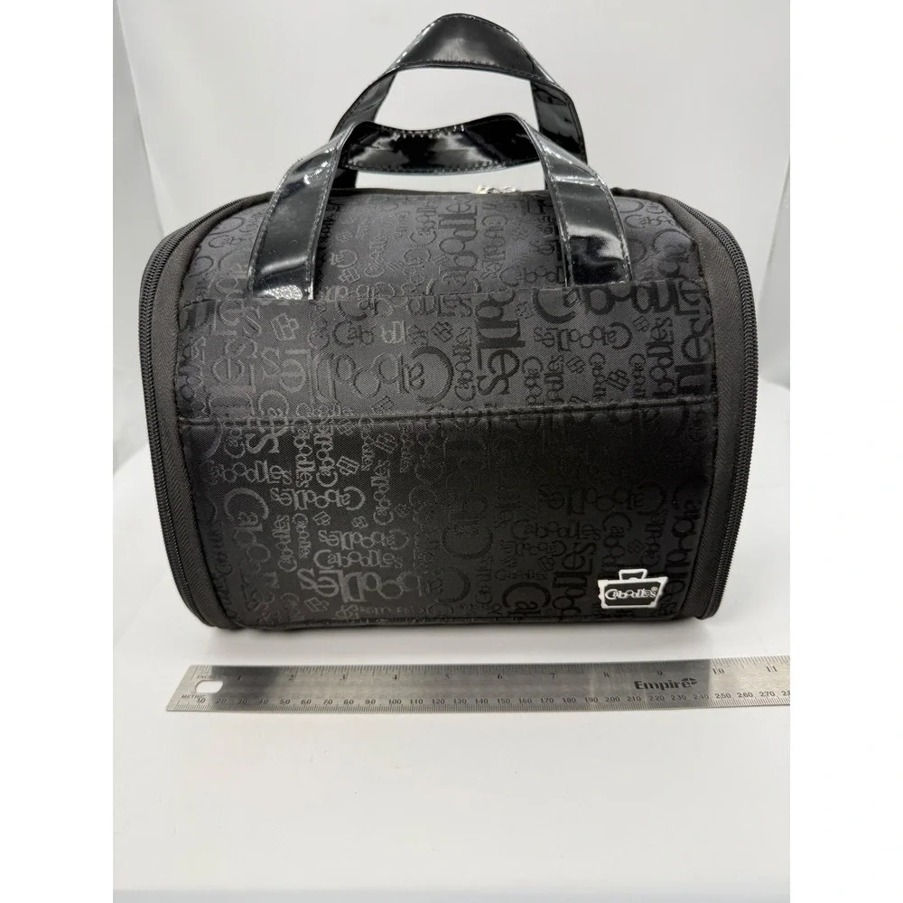 Caboodles Black Logo Print Hanging Toiletry Bag Makeup Organizer Travel Case